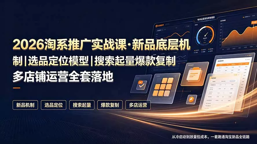2026淘系推广实战课·新品底层机制｜选品定位模型｜搜索起量爆款复制多店铺运营全套落地教程 - 来及网络