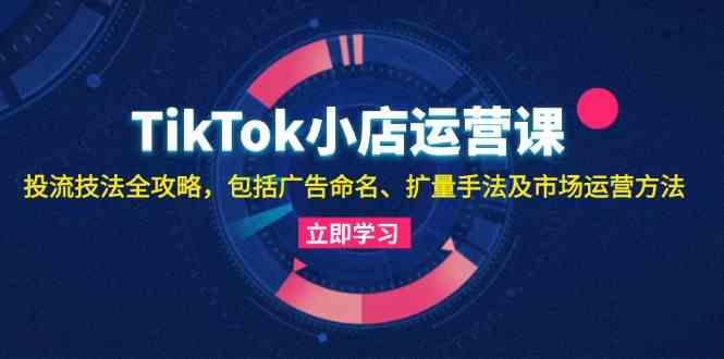 TikTok小店运营课：投流技法全攻略，包括广告命名 扩量手法及市场运营方法 - 来及网络