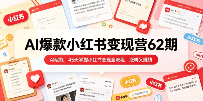 AI爆款小红书变现营62期2026年5月，AI赋能，45天掌握小红书变现全流程，涨粉又賺钱 - 来及网络