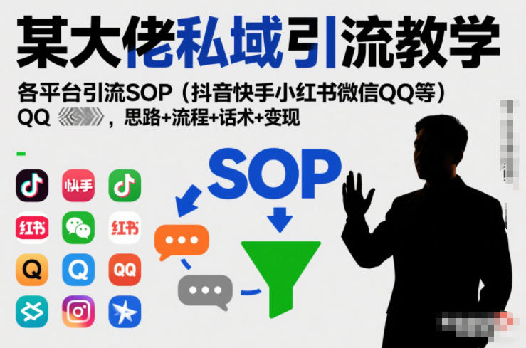 某大佬私域引流教学，各平台引流SOP(抖音快手小红书微信QQ等)，思路+流程+话术+变现 - 来及网络