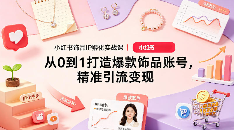 小红书饰品IP孵化实战课｜从0到1打造爆款饰品账号，精准引流变现 - 来及网络