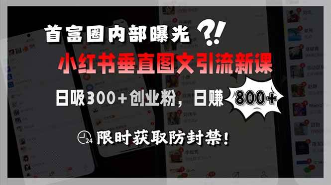 （15313期）首富圈内部曝光小红书垂直图文引流新课，日吸300+创业粉，日赚800+，限… - 来及网络