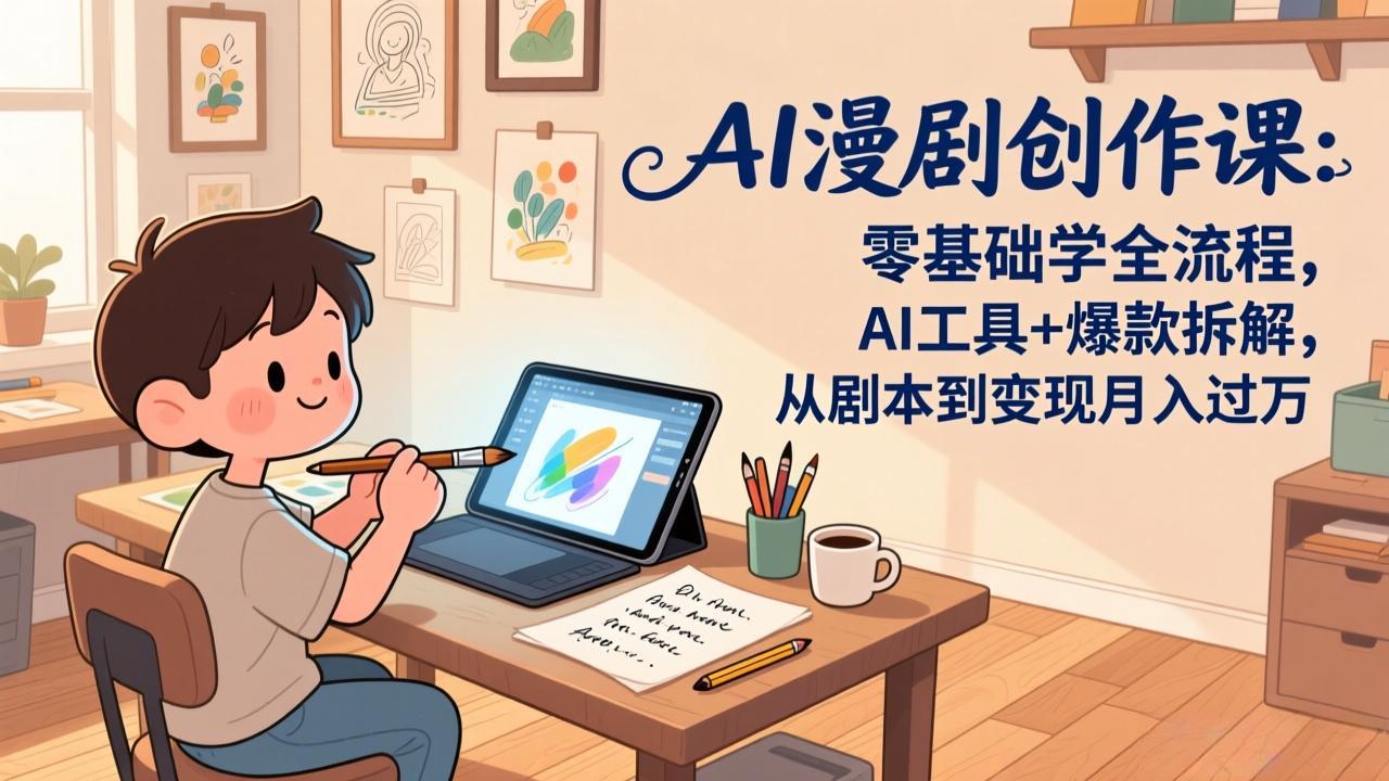 AI漫剧创作课：零基础学全流程，AI工具+爆款拆解，从剧本到变现月入过万 - 来及网络