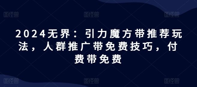 2024无界：引力魔方带推荐玩法，人群推广带免费技巧，付费带免费 - 来及网络