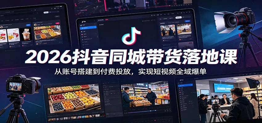 2026抖音同城带货落地课：从账号搭建到付费投放，实现短视频全域爆单 - 来及网络