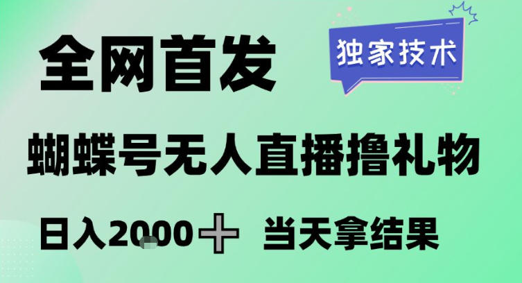 2026最新蝴蝶号无人直播掘金，独家技术，全网首发小白做了一个月收益3W，长期稳定可做【揭秘】 - 来及网络