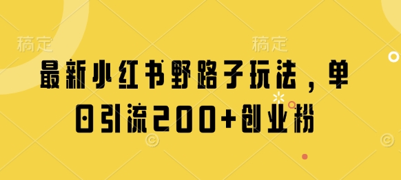 最新小红书野路子玩法，单日引流200+创业粉 - 来及网络