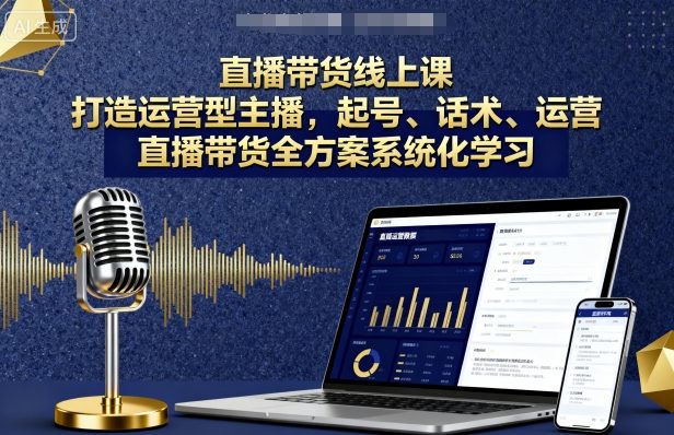 直播带货线上课，打造运营型主播，起号、话术、运营，直播带货全方案系统化学习 - 来及网络