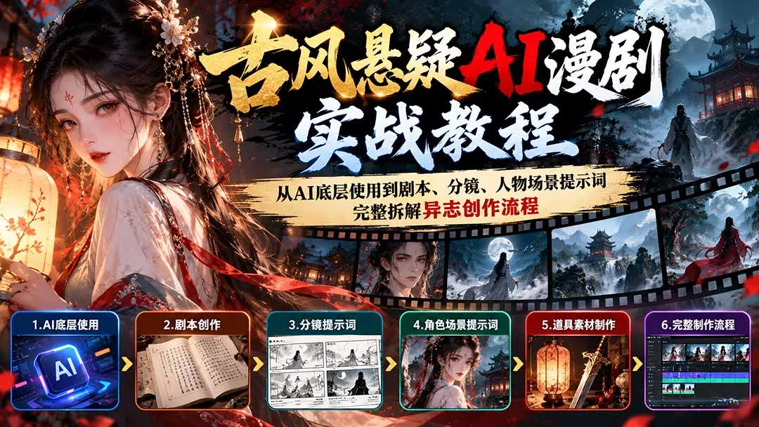 古风悬疑AI漫剧实战教程：从AI底层使用到剧本、分镜、人物场景提示词，完整拆解异志创作流程 - 来及网络