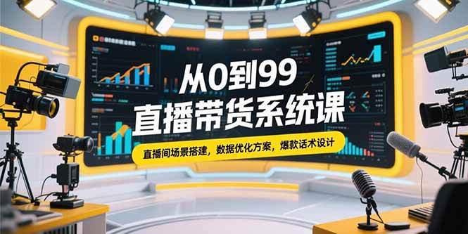 （15362期）从0到99直播带货系统课，直播间场景搭建，数据优化方案，爆款话术设计 - 来及网络
