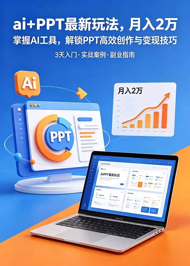 ai+PPT最新玩法，月入2万掌握AI工具，解锁PPT高效创作与变现技巧3天入门，实战案例·副业指南 - 来及网络
