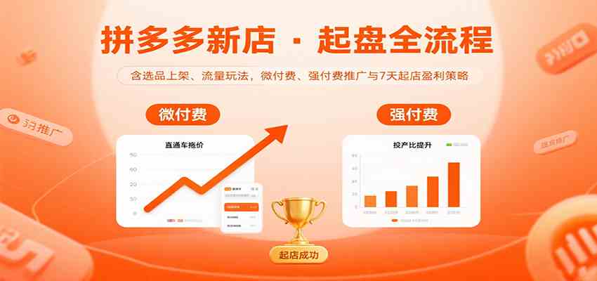 拼多多新店起盘全流程，含选品上架、流量玩法，微付费、强付费推广与7天起店盈利策略 - 来及网络