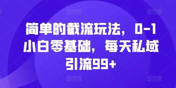 简单的截流玩法，0-1小白零基础，每天私域引流99+【揭秘】 - 来及网络