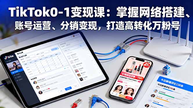 TikTok0-1变现课：掌握网络搭建、账号运营、分销变现，打造高转化万粉号 - 来及网络
