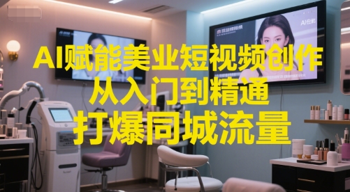 AI赋能美业短视频创作，从入门到精通，打爆同城流量，超级AI工具短视频实操落地 - 来及网络