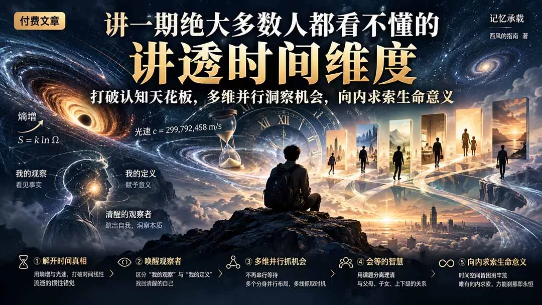 付费文章：讲一期绝大多数人都看不懂的，讲透时间维度，打破认知天花板，多维并行洞察机会，向内求索生命意义 - 来及网络