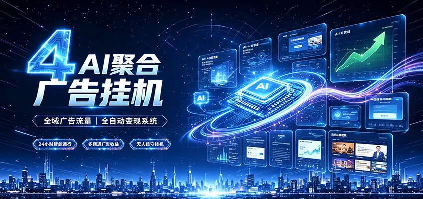 全域广告流量聚合，AI无人挂机稳赚佣金，打造长期稳定被动收入副业 - 来及网络