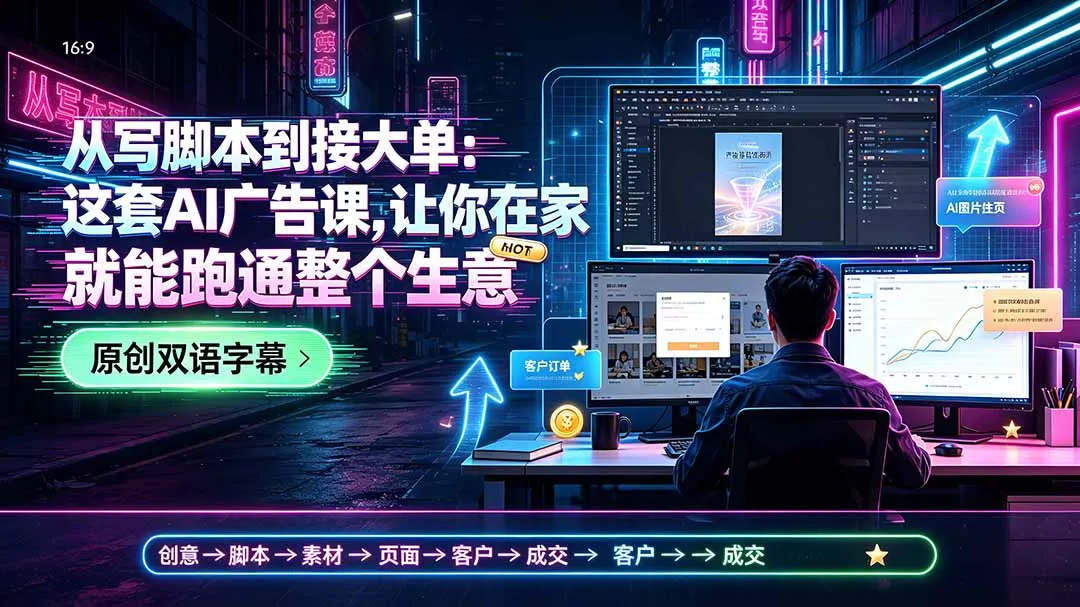 从写脚本到接大单：这套AI广告课，让你在家就能跑通整个生意【原创双语字幕】 - 来及网络
