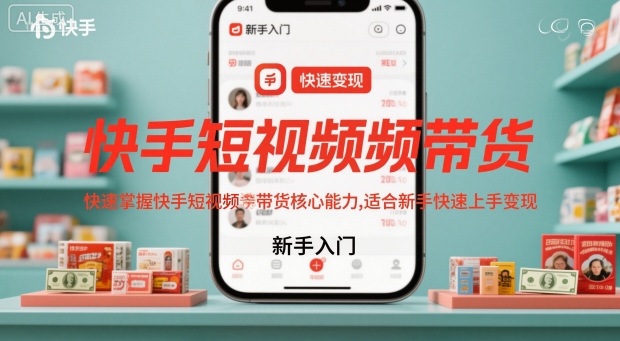 快手短视频带货，快速掌握快手短视频带货核心能力，适合新手快速上手变现 - 来及网络
