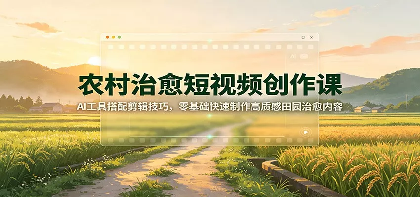 农村治愈短视频创作课：AI工具搭配剪辑技巧，零基础快速制作高质感田园治愈内容 - 来及网络