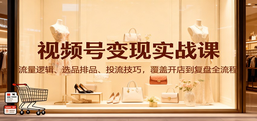 视频号变现实战课：流量逻辑、选品排品、投流技巧，覆盖开店到复盘全流程 - 来及网络