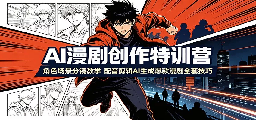 AI漫剧创作特训营：角色场景分镜教学，配音剪辑AI生成爆款漫剧全套技巧 - 来及网络