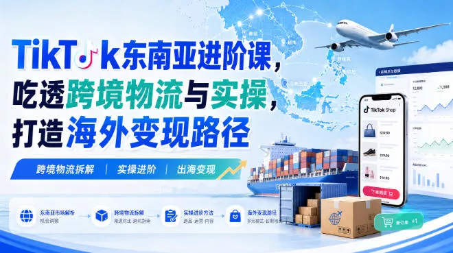 TikTok东南亚进阶课，吃透跨境物流与实操，打造海外变现路径 - 来及网络