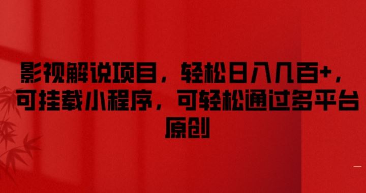 影视解说项目，轻松日入几百+，可挂载小程序，可轻松通过多平台原创【揭秘】 - 来及网络