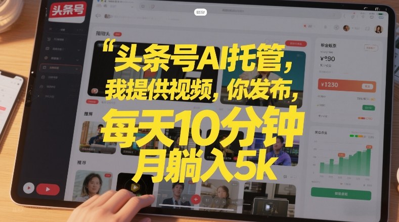 头条号AI托管，我提供视频，你发布，每天10分钟，月躺入5k+【揭秘】 - 来及网络