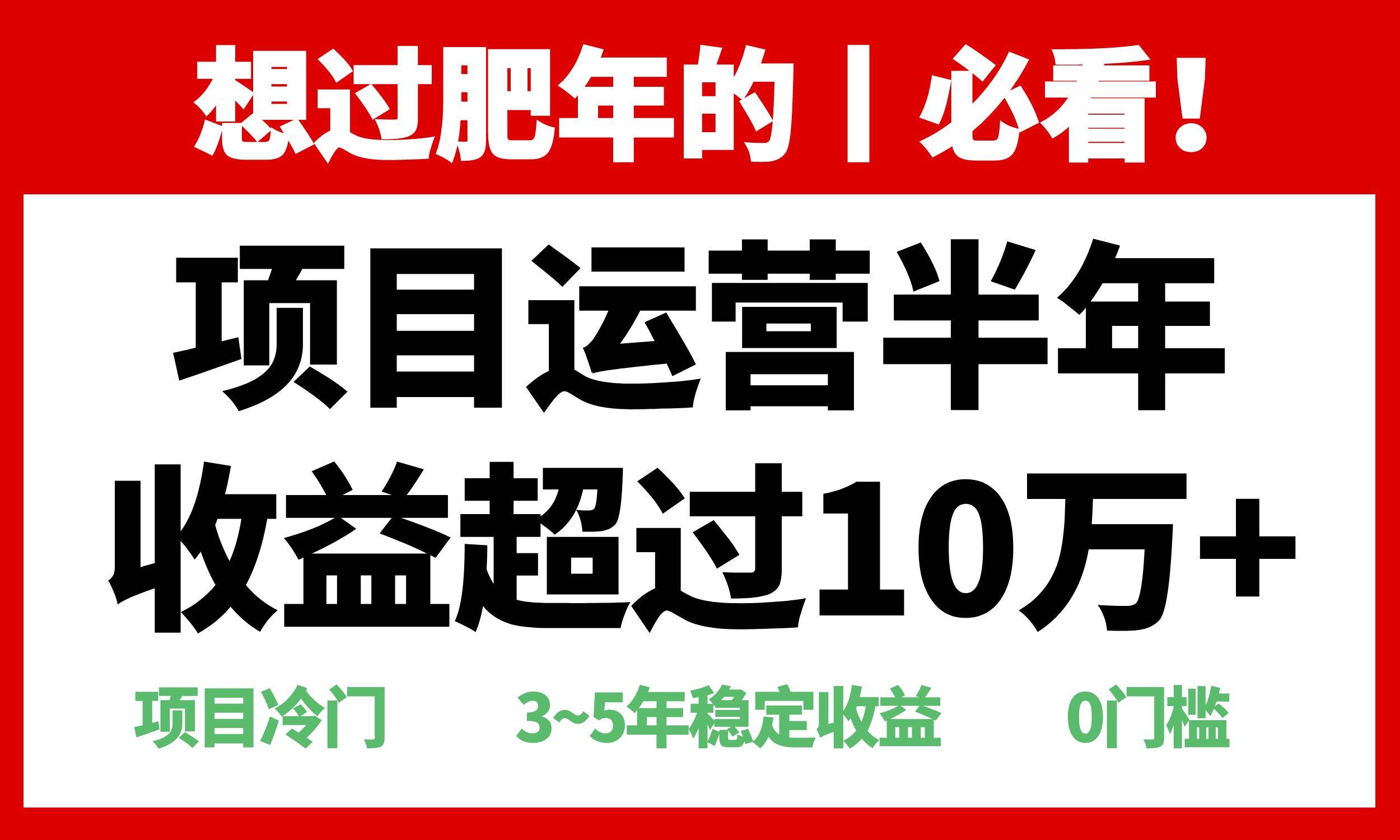 （13663期）年前过肥年的必看的超冷门项目，半年收益超过10万+， - 来及网络