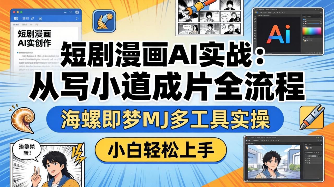 短剧漫画AI实战：从写小说到成片全流程，海螺即梦MJ多工具实操，小白轻松上手 - 来及网络