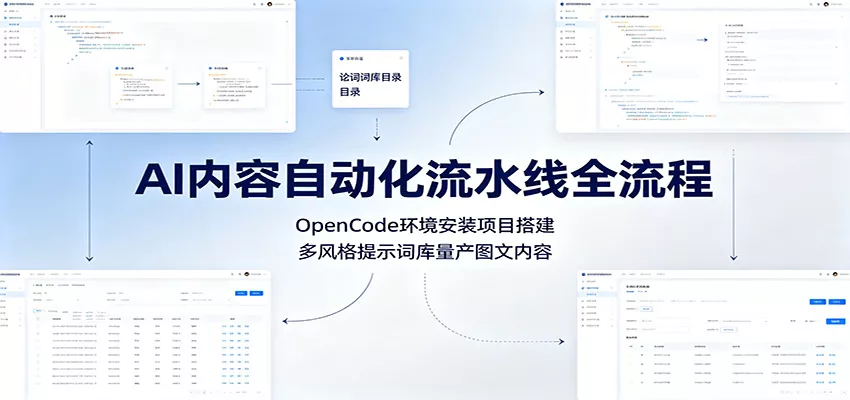 AI内容自动化流水线全流程：OpenCode环境安装项目搭建，多风格提示词库量产图文内容 - 来及网络