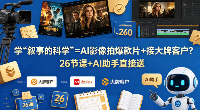 学《叙事的科学》=AI影像拍爆款片+接大牌客户？26节课+AI助手直接送【原创双语字幕】 - 来及网络
