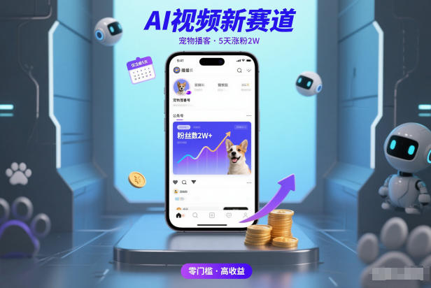 AI视频新赛道，宠物播客仅注册5天涨粉2W，收益非常可观 - 来及网络