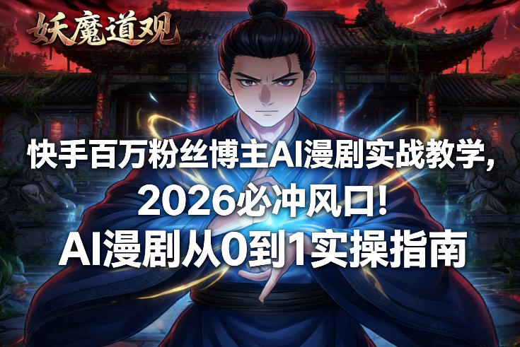快手百万粉丝博主AI漫剧实战教学，2026必冲风口！AI漫剧从0到1实操指南 - 来及网络