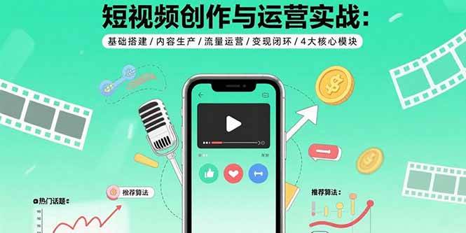 （15819期）短视频创作与运营实战：基础搭建/内容生产/流量运营/变现闭环/4大核心模块 - 来及网络