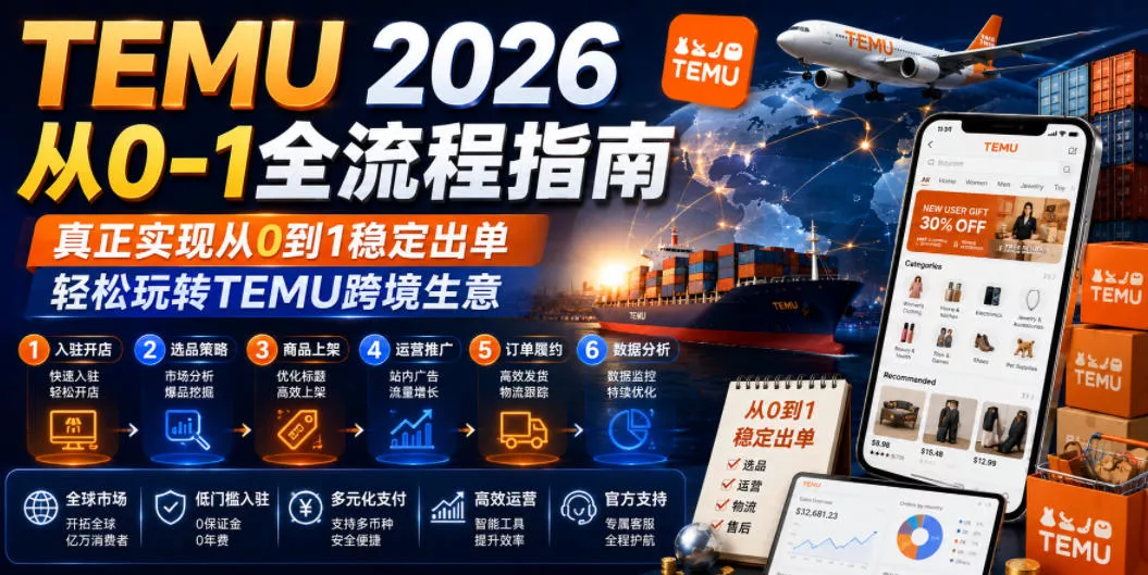 TEMU 2026从0-1全流程指南，真正实现从0到1稳定出单，轻松玩转TEMU跨境生意 - 来及网络