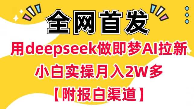 用deepseek做即梦Ai拉新 小白实操月入过W+【附报白渠道】 - 来及网络