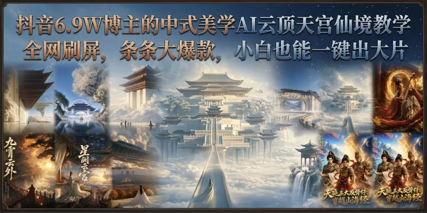 抖音6.9W博主的中式美学AI云顶天宫仙境教学，全网刷屏，条条大爆款，小白也能一键出大片 - 来及网络