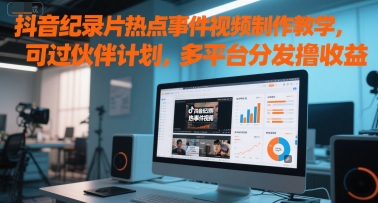 抖音纪录片热点事件视频制作教学，可过伙伴计划，多平台分发撸收益 - 来及网络