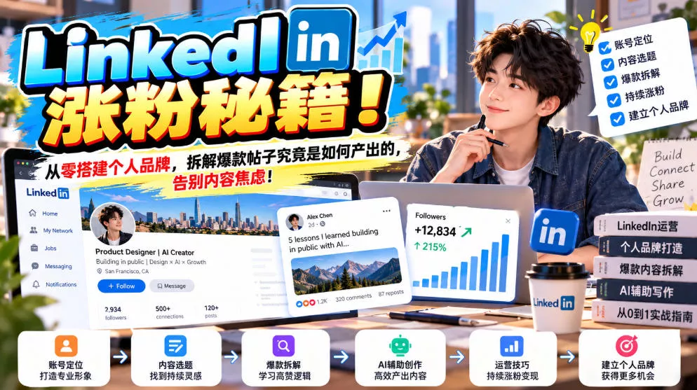 LinkedIn涨粉秘籍！从零搭建个人品牌，拆解爆款帖子究竟是如何产出的，告别内容焦虑！【原创双语字幕】 - 来及网络