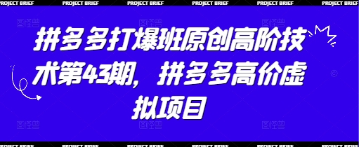 拼多多打爆班原创高阶技术第43期，拼多多高价虚拟项目 - 来及网络
