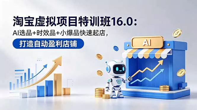淘宝虚拟项目特训班16.0：AI选品+时效品+小爆品快速起店，打造自动盈利店铺 - 来及网络