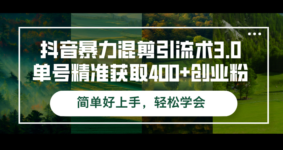 （12630期）抖音暴力混剪引流术3.0单号精准获取400+创业粉简单好上手，轻松学会 - 来及网络