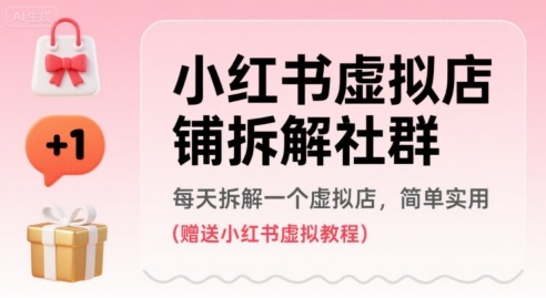 小红书虚拟店铺拆解社群，每天拆解一个虚拟店，简单实用(赠送小红书虚拟教程) - 来及网络