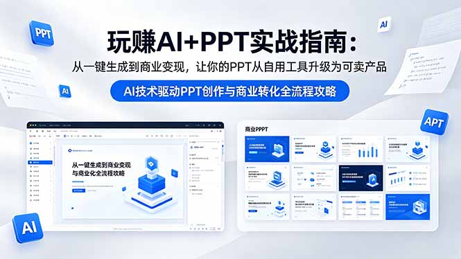 玩赚AI+PPT实战指南-更新5月13：从一键生成到商业变现，让你的PPT从自用工具升级为可卖产品 - 来及网络