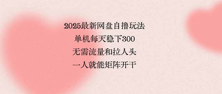 （15831期）2025最新网盘自撸玩法，单机每天稳下3张，无需流量和拉人头，一个人就… - 来及网络