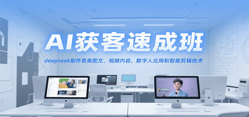 AI获客速成班，deepseek制作各类图文、视频内容，数字人应用和智能剪辑技术 - 来及网络