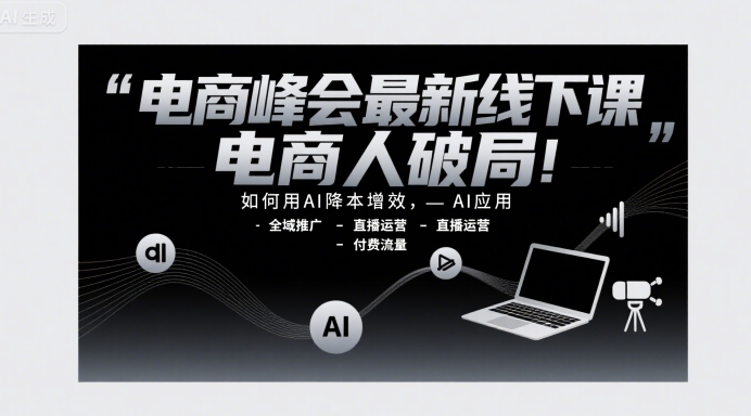 电商峰会最新线下课，电商人破局，如何用AI降本增效，AI应用-全域推广-直播运营-付费流量 - 来及网络