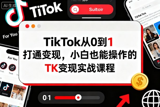 TikTok从0到1打通变现，小白也能操作的TK变现实战课程 - 来及网络